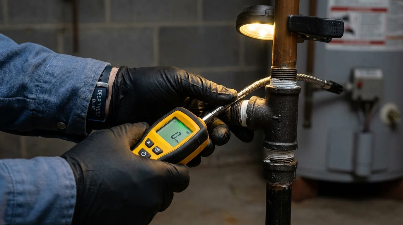 Gas leak detection with electronic sniffer by Johns Plumbing LLC in Mariposa