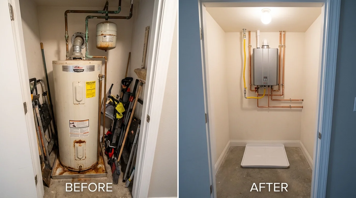 Tank water heater versus wall-mounted tankless unit comparison for Mariposa, CA homeowners