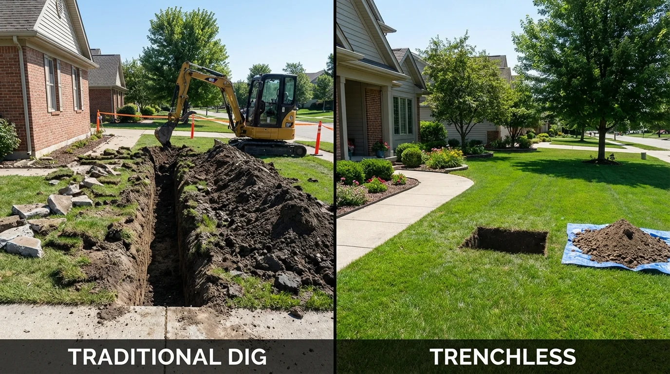 Trenchless sewer repair with minimal yard damage versus traditional excavation in Mariposa, CA